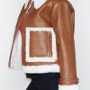 Brown Cropped Womens Aviator Jacket