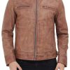 Dodge Distressed Men Cafe Racer Jacket