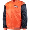 Men Starter Broncos Satin Varsity Jacket