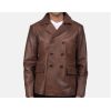 Men’s Naval brown Leather Short Peacoat