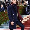 Met Gala 2022 Shawn Mendes Coat in blue and maroon