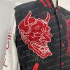 Smoke Rise Oni Demon Varsity White Wool Jacket