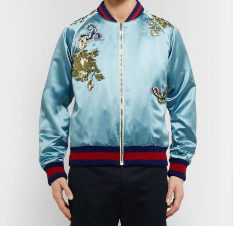Unisex Satin Blue Souvenir Jacket