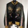 Unisex Souvenir Black Satin Embroidered Jacket