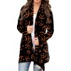 Halloween Black & Pumpkin Smiley Face Print Coat