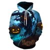 Halloween Blue Pumpkin Print Hoodie