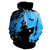 Halloween Blue and Black Castle Hoodie