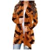 Halloween Brown & Black Cat Print Coat