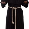 Halloween Monk Hooded Priest Robe Black Costume