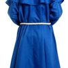 Halloween Monk Hooded Priest Robe Blue Polyester Costume