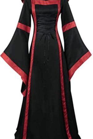 Halloween Victorian Witch Black & Red Dress