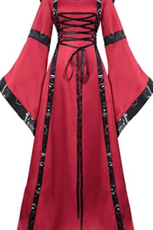 Halloween Victorian Witch Red & Black Dress