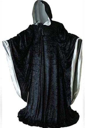 Halloween Wizard Velvet Black & Silver Cloak