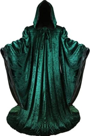 Halloween Wizard Velvet Dark Green Cloak