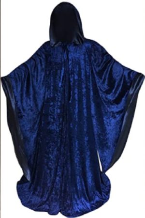 Halloween Wizard Velvet Navy-Blue Cloak