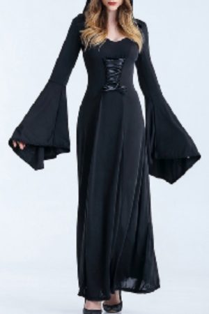 Halloween Women Gothic Hooded Dress