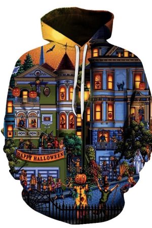 Happy Halloween Print Hoodie
