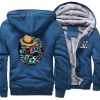 One Piece Luffy Blue Fleece Bomber Jacket