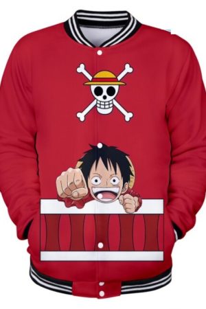 One Piece Printed Red Varsity Jacket