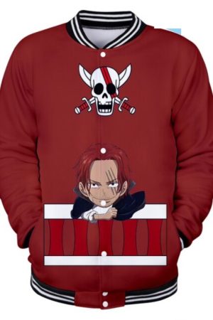 One Piece Skull Print Red Jacket