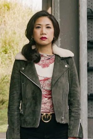The Equalizer Melody Bayani Grey Biker Suede Jacket
