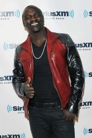 Akon Black and Red Leather Jacket