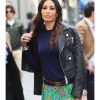 Elisabetta Gregoraci Milan 2022 Black Leather Jacket