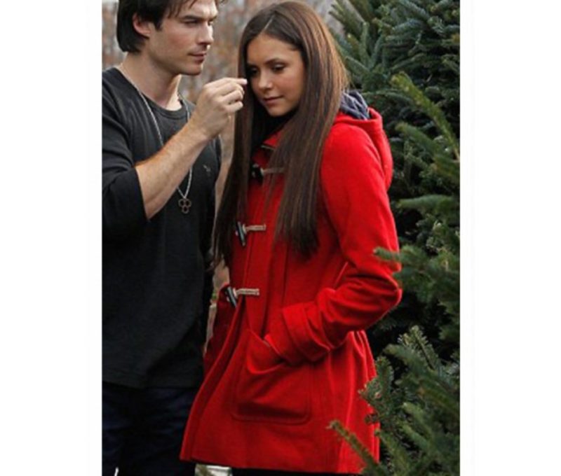 Nina Dobrev Christmas Red Wool Jacket