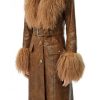 Red Notice 2021 Gal Gadot Brown Fur Coat