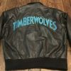Vintage Minnesota Timberwolves Grey Leather Jacket
