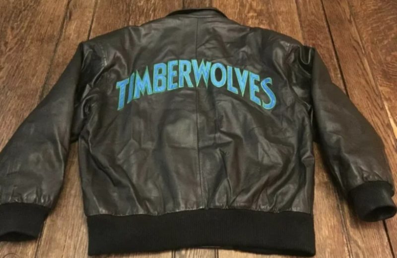 Vintage Minnesota Timberwolves Grey Leather Jacket