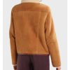 Womens Shearling Collar Brown Jacket