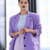 Evie The Invitation 2022 Nathalie Emmanuel Purple Blazer Coat