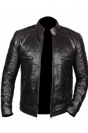 Men Black Johnson Leather Jacket