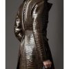 Men’s Double Breasted Alligator Brown Leather Coat