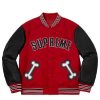 Supreme Bone Red Varsity Jacket