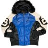 Unisex 8 Ball Blue & Black Bomber Leather Jacket