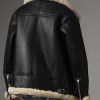 Womens Ivory Aviator Shearling Black Jacket