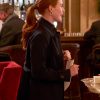 Hotel for the Holidays 2022 Madelaine Petsch Black Coat