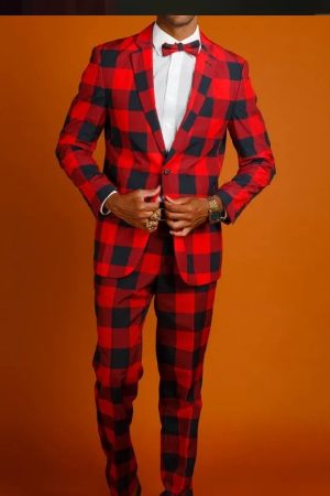 Thanksgiving Red and Black Check Plaid Suit