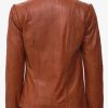 Women Tan Leather Blazer