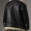 Womens Aviator Shearling Black Jacket