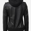 Women’s Bomber Leather Jacket with Removeable Hood