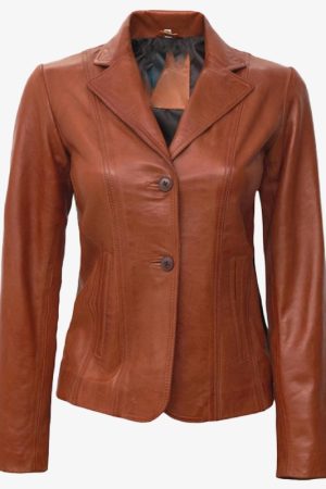 Women’s Tan Leather Blazer