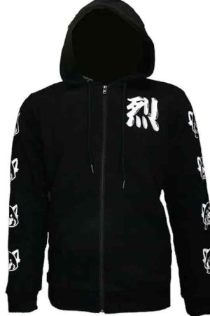 Aggretsuko Retsuko Rage Sleeve Faces Black Hoodie