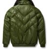 Mens V-Bomber Lambskin Green Jacket