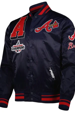 Atlanta Braves Mash Up Blue Satin Jacket