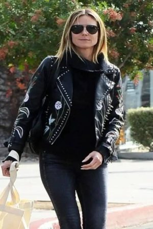 Heidi Klum Black Biker Jacket