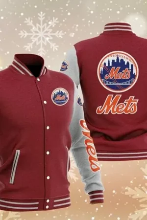 MLB Maroon New York Mets Baseball Varsity Jacket