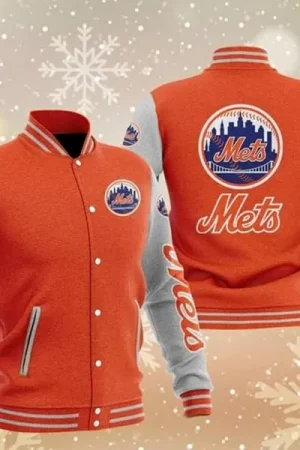 MLB Orange New York Mets Baseball Varsity Jacket